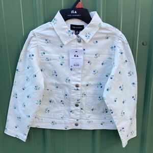 Girls Floral Print Snap Down Barn Jacket Shirt Top Size M 7/8